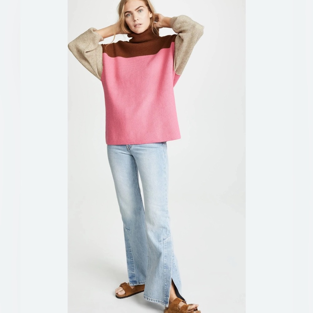 Free People | Color-Block Turtleneck Sweater NWOT✨